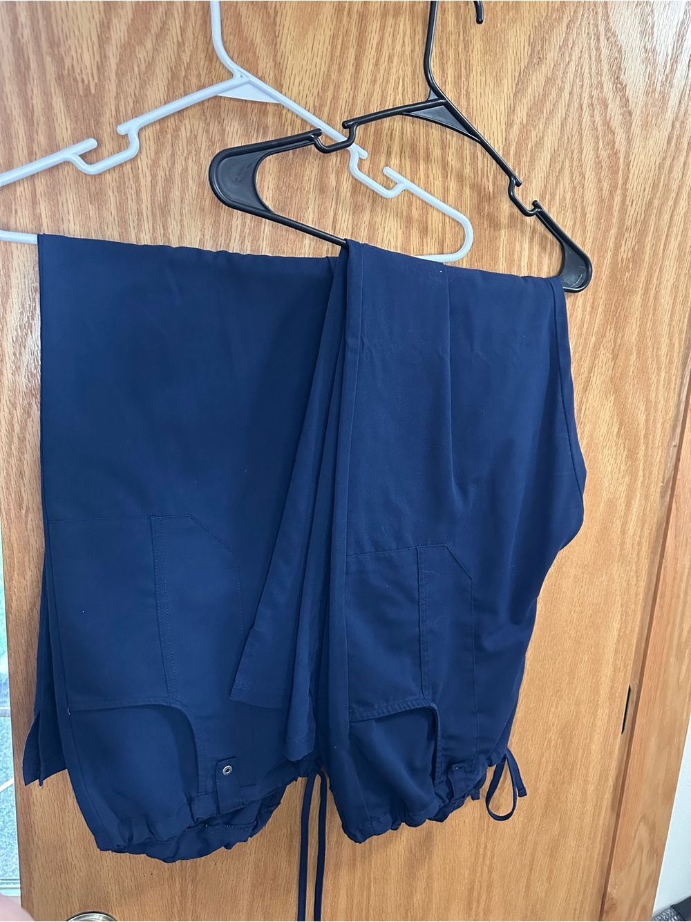 2 Dickies Navy Drawstring cargo scrub bottoms. Women
